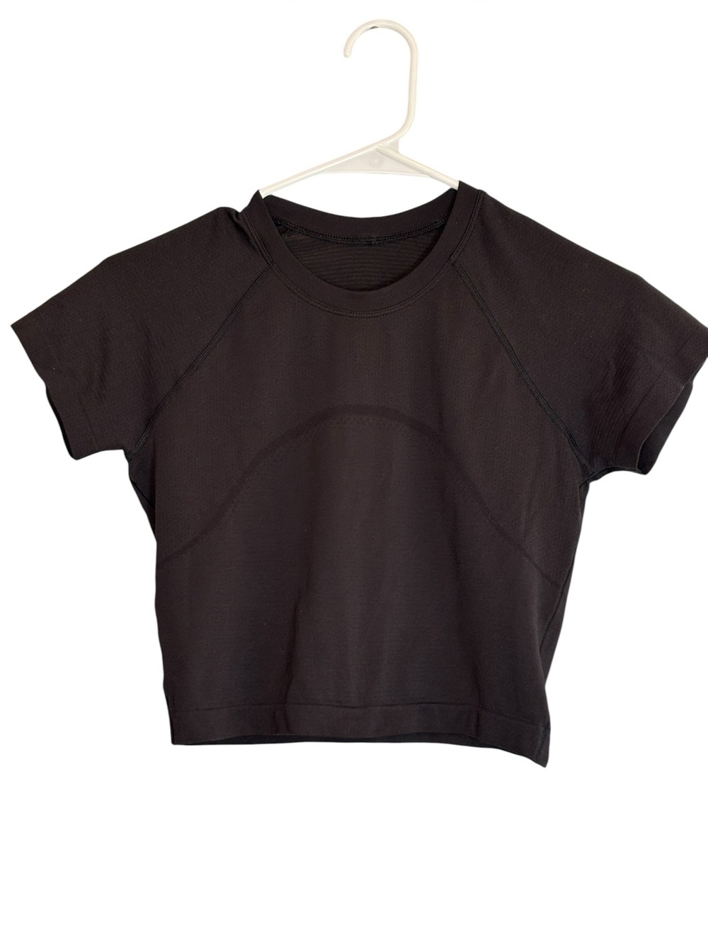 Lululemon Black Short Sleeve Cropped Athletic Top Estimated Size 4